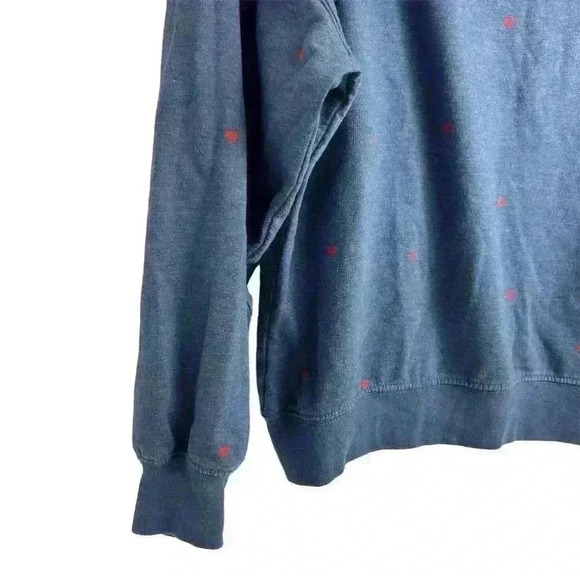 Ayla Francesca Women's XS Blue Crewneck with red hearts Sweatshirt Casual - Picture 7 of 9